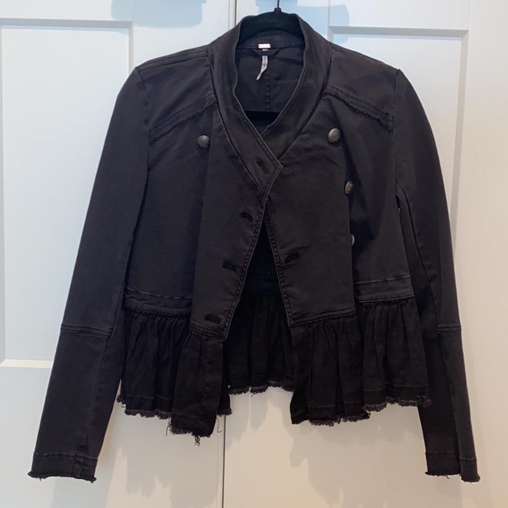 Free People Military Ruffle Hem Jacket - Picture 2 of 7